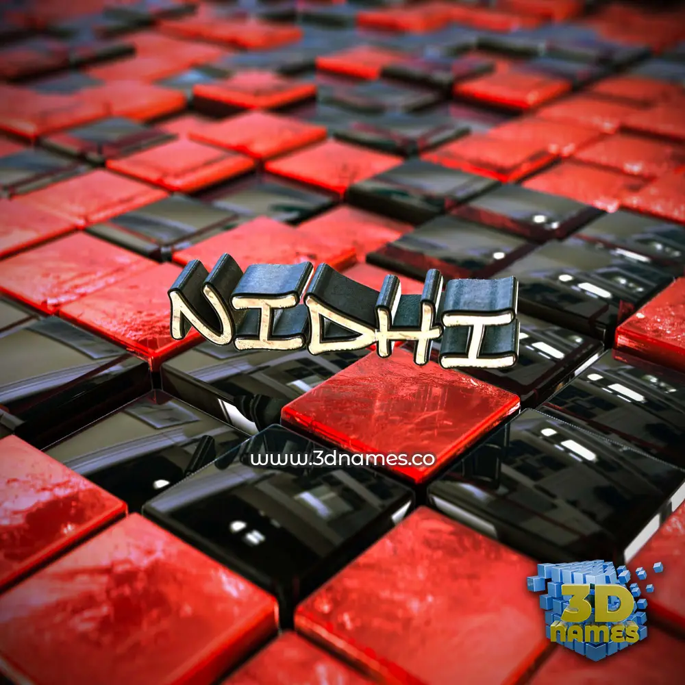nidhi in Red Checkered style - 3D name wallpaper