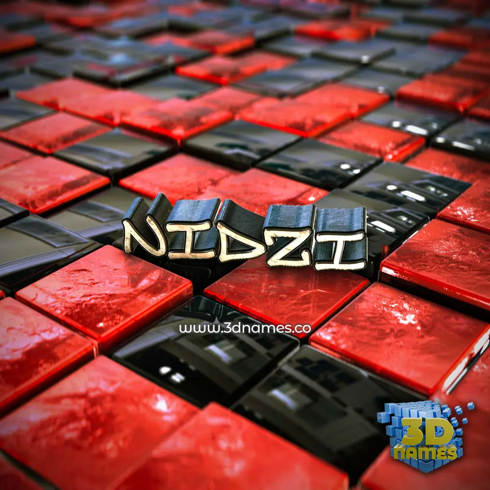 nidzi in Red Checkered style - 3D name wallpaper