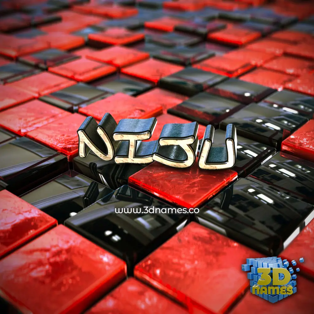 niju in Red Checkered style - 3D name wallpaper