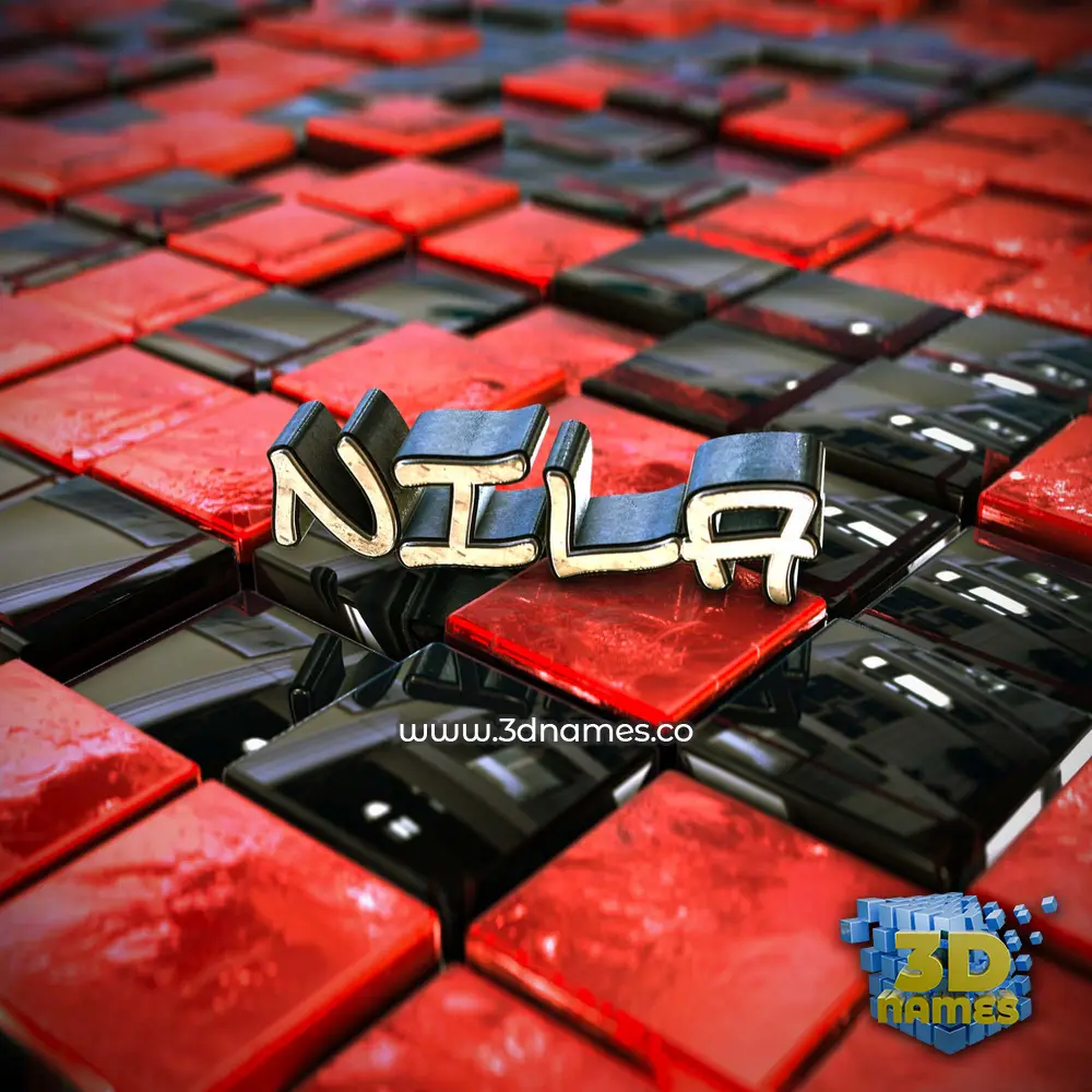 nila in Red Checkered style - 3D name wallpaper