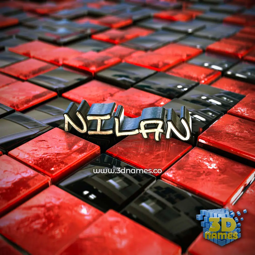nilan in Red Checkered style - 3D name wallpaper