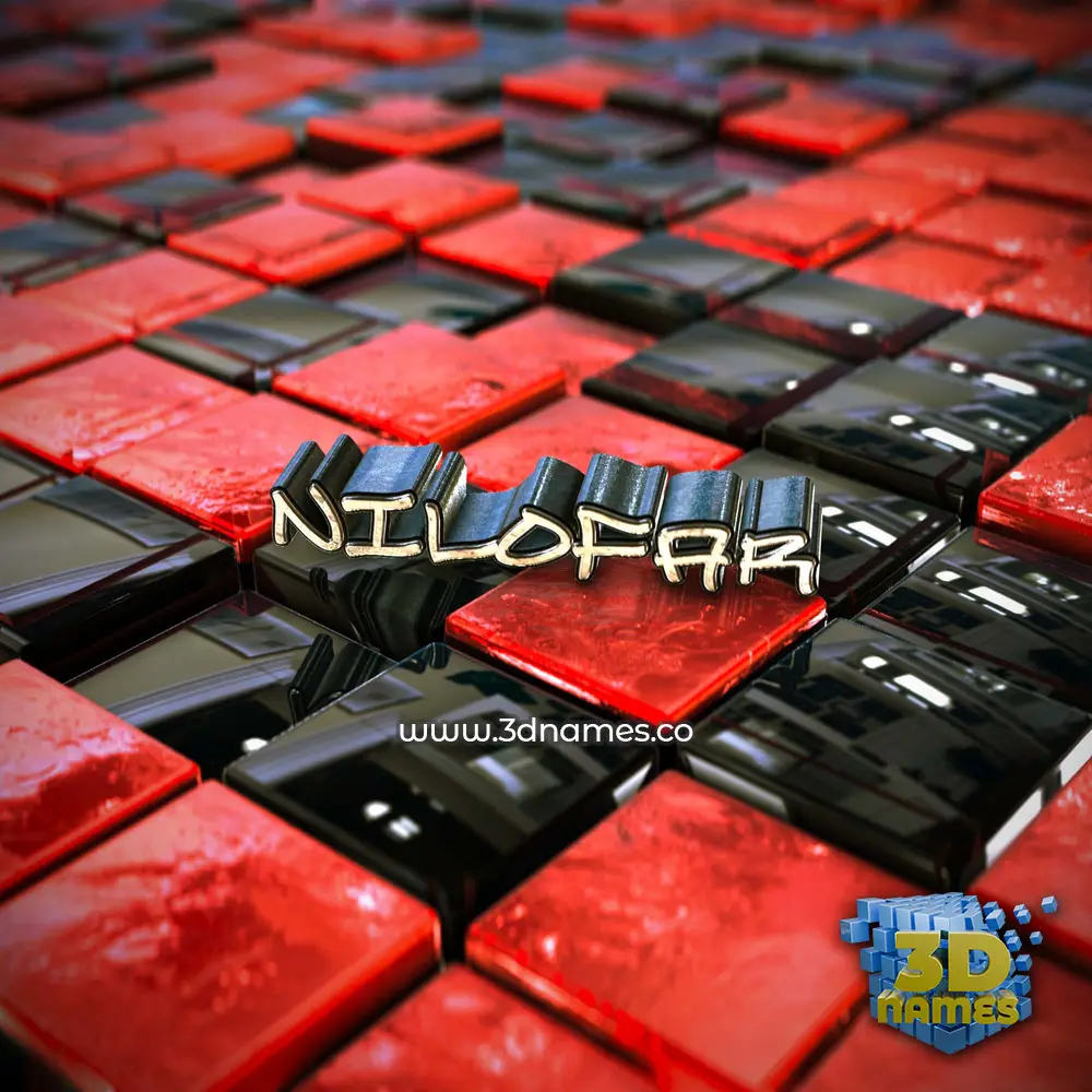 nilofar in Red Checkered style - 3D name wallpaper