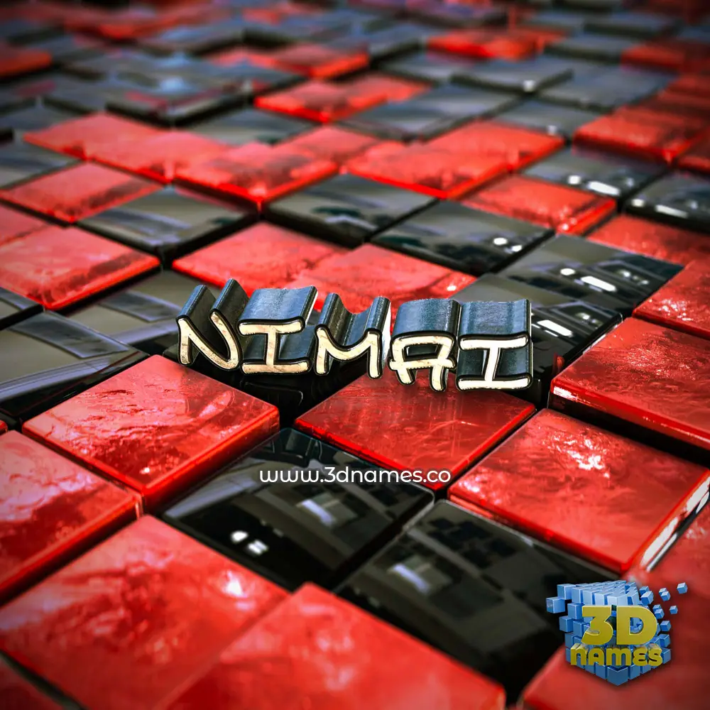 nimai in Red Checkered style - 3D name wallpaper