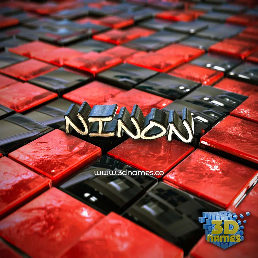 ninon in Red Checkered style - 3D name wallpaper