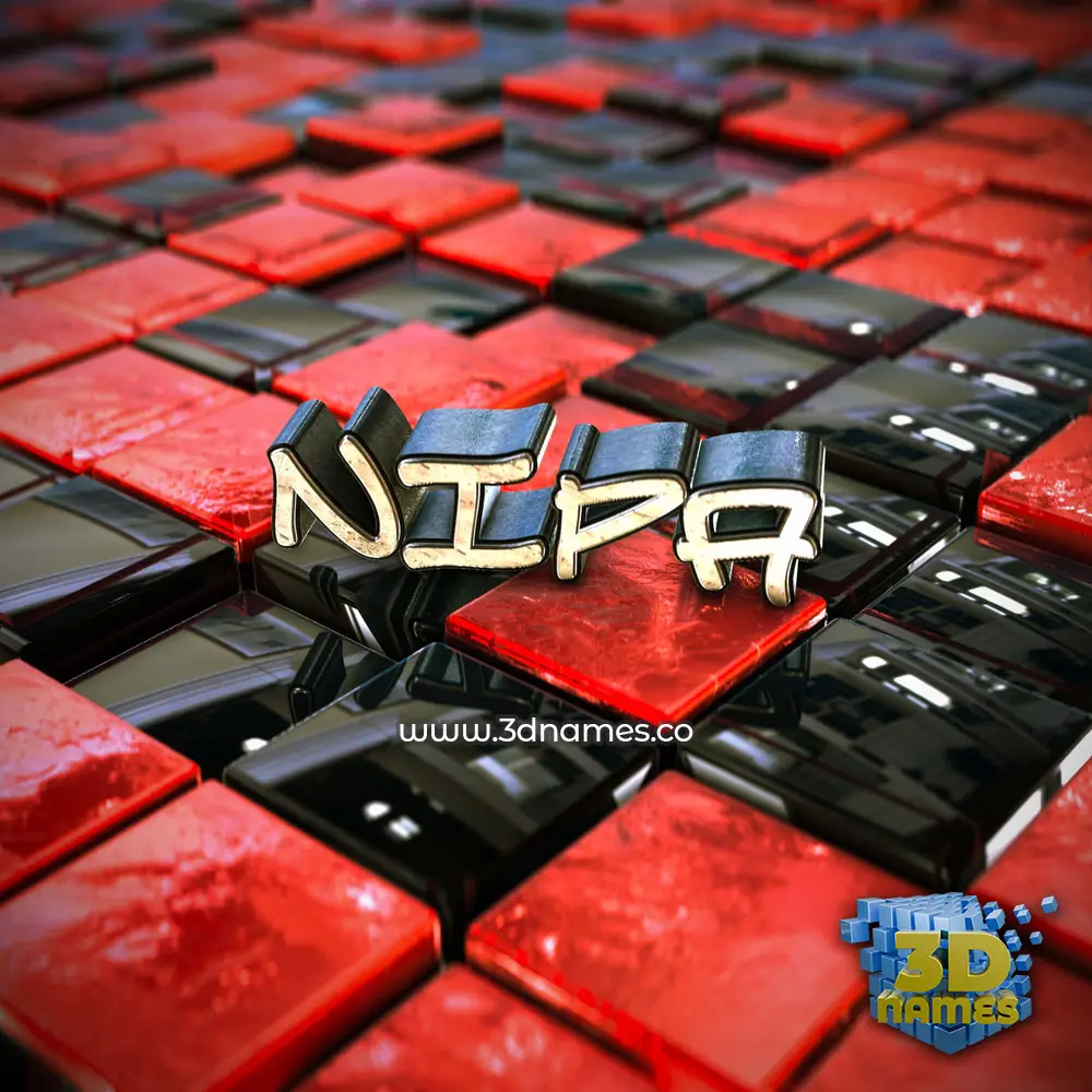 nipa in Red Checkered style - 3D name wallpaper
