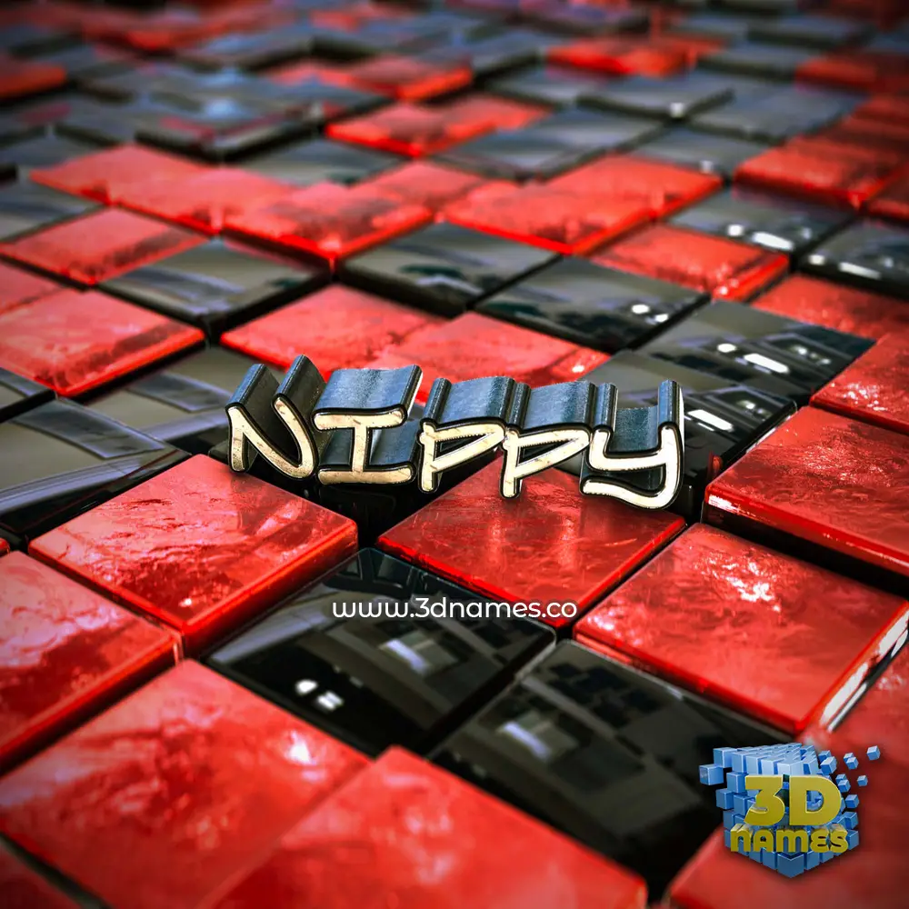 nippy in Red Checkered style - 3D name wallpaper