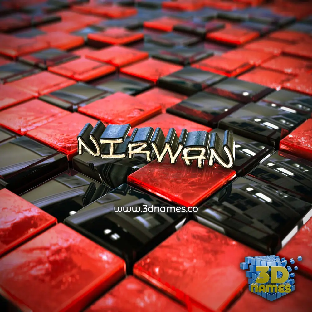 nirwan in Red Checkered style - 3D name wallpaper