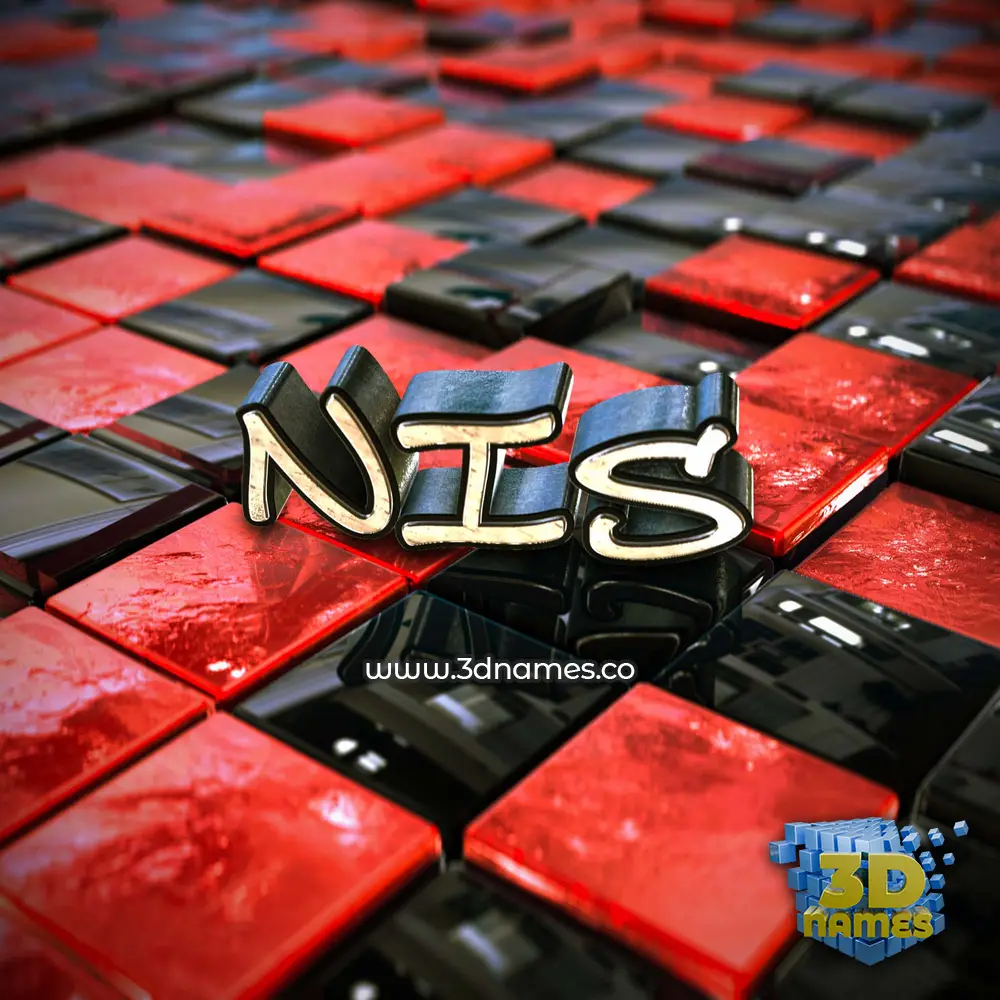 nis in Red Checkered style - 3D name wallpaper