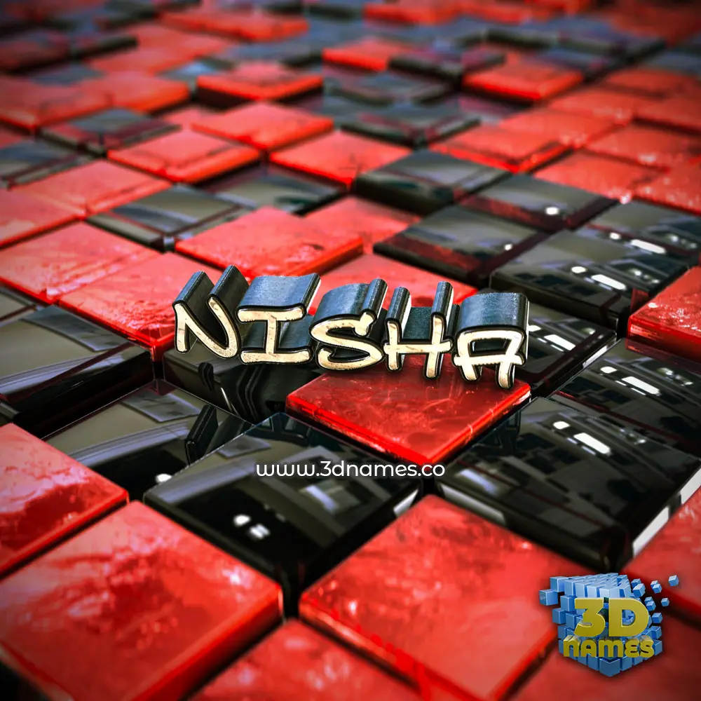 nisha in Red Checkered style - 3D name wallpaper