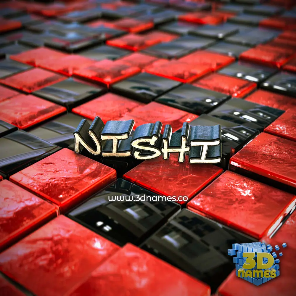 nishi in Red Checkered style - 3D name wallpaper