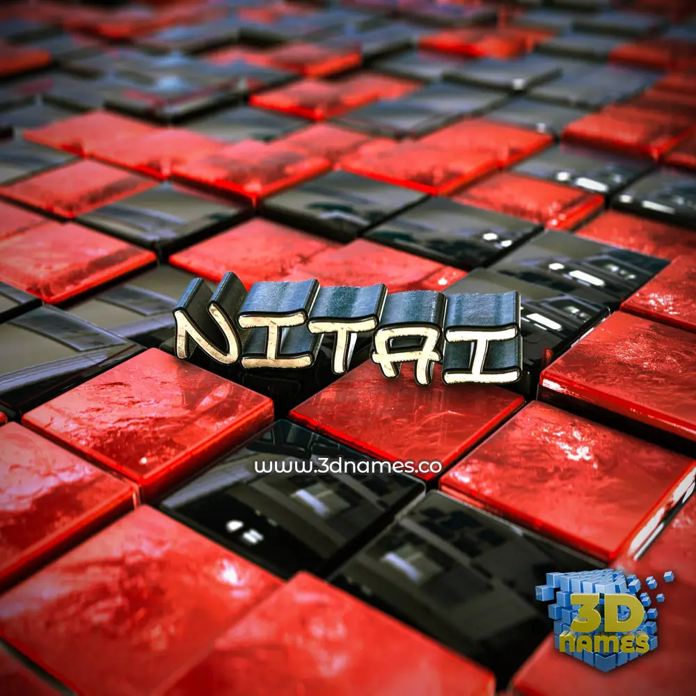 nitai in Red Checkered style - 3D name wallpaper