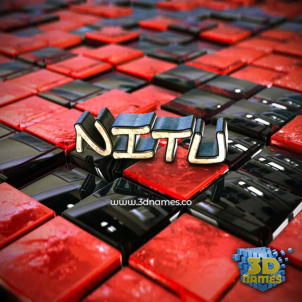 nitu in Red Checkered style - 3D name wallpaper