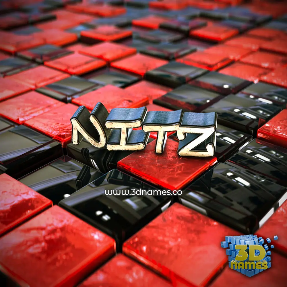 nitz in Red Checkered style - 3D name wallpaper