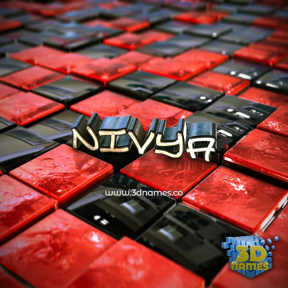 nivya in Red Checkered style - 3D name wallpaper