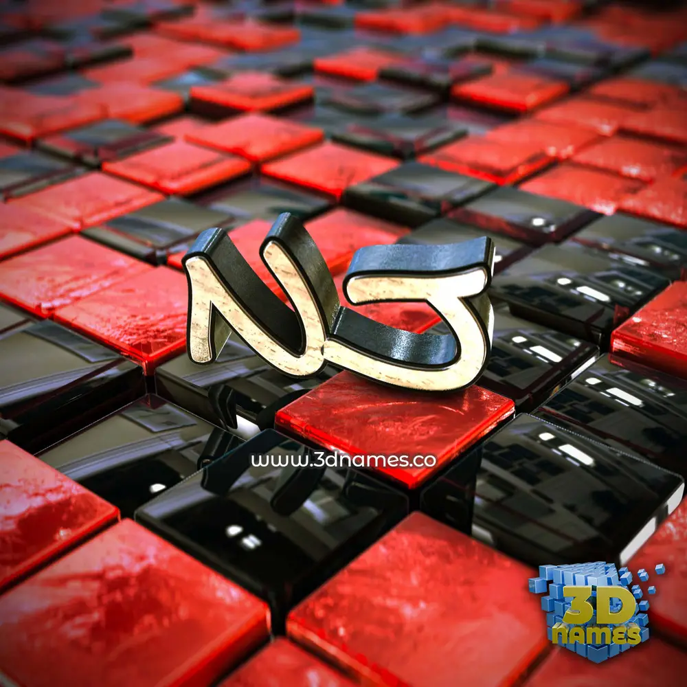 nj in Red Checkered style - 3D name wallpaper
