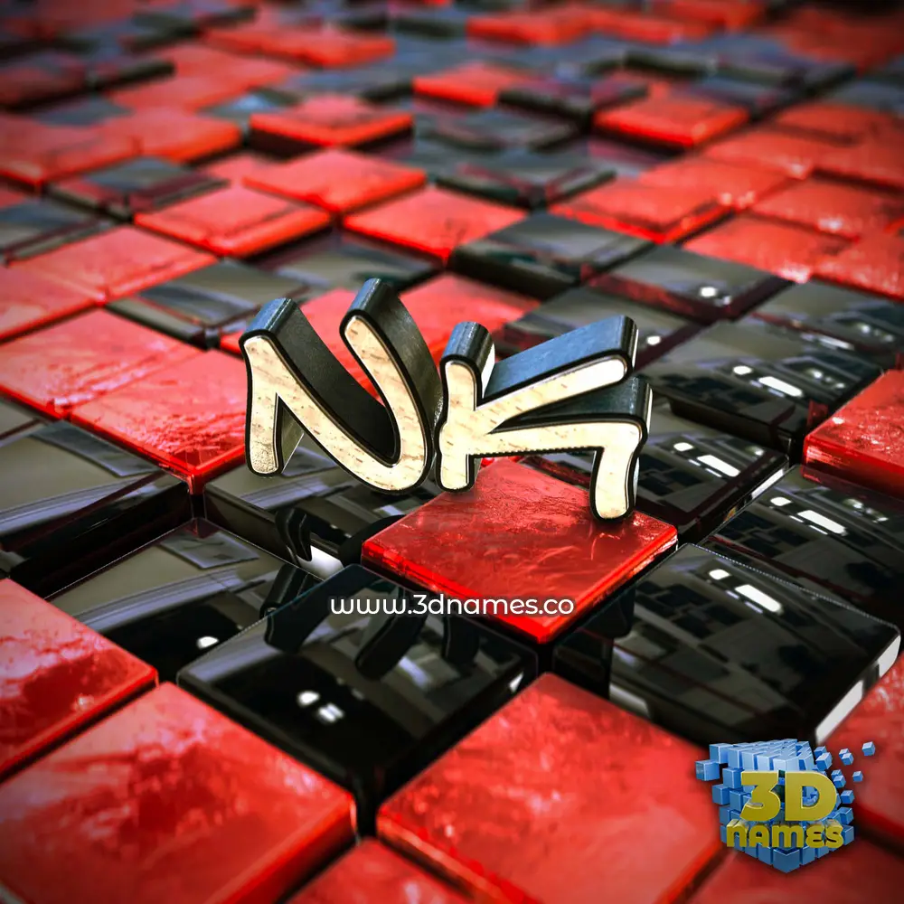 nk in Red Checkered style - 3D name wallpaper