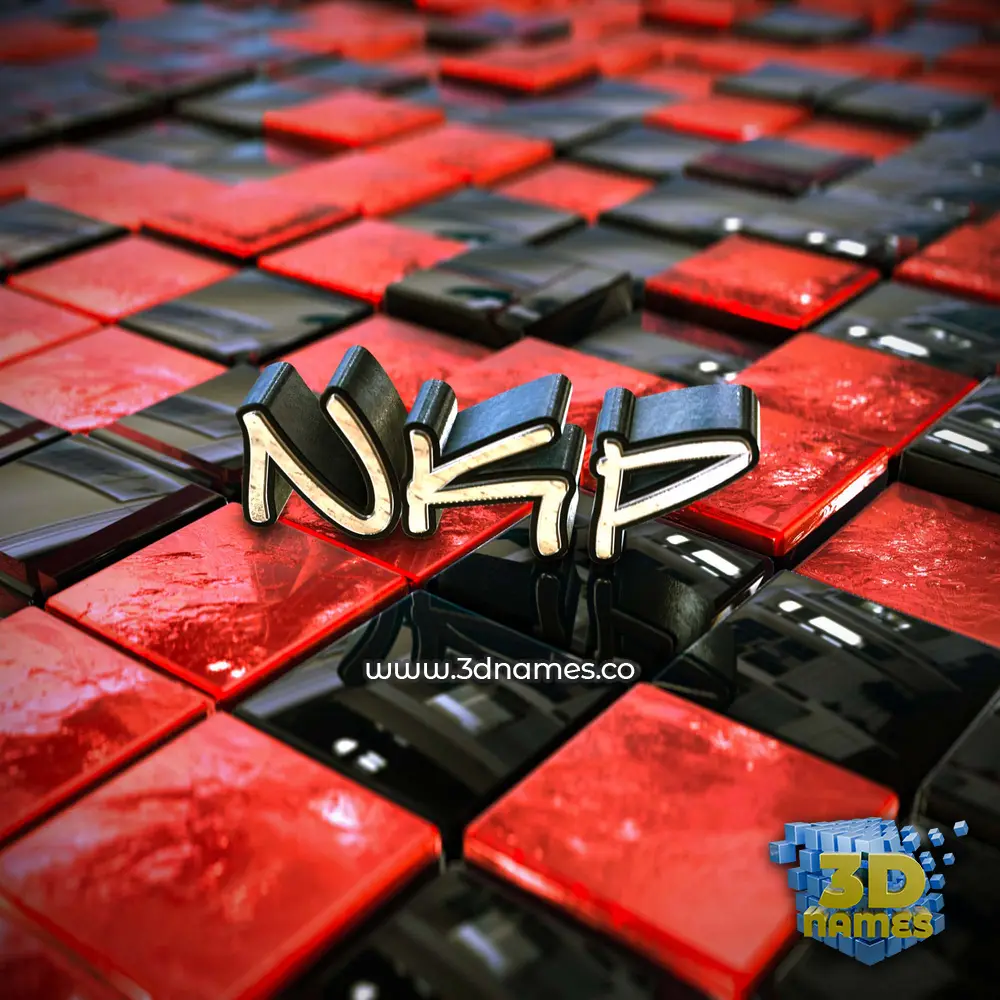 nkp in Red Checkered style - 3D name wallpaper