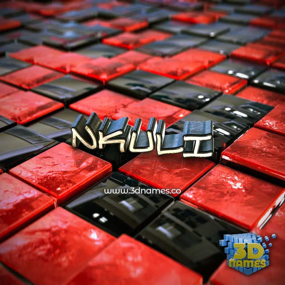 nkuli in Red Checkered style - 3D name wallpaper