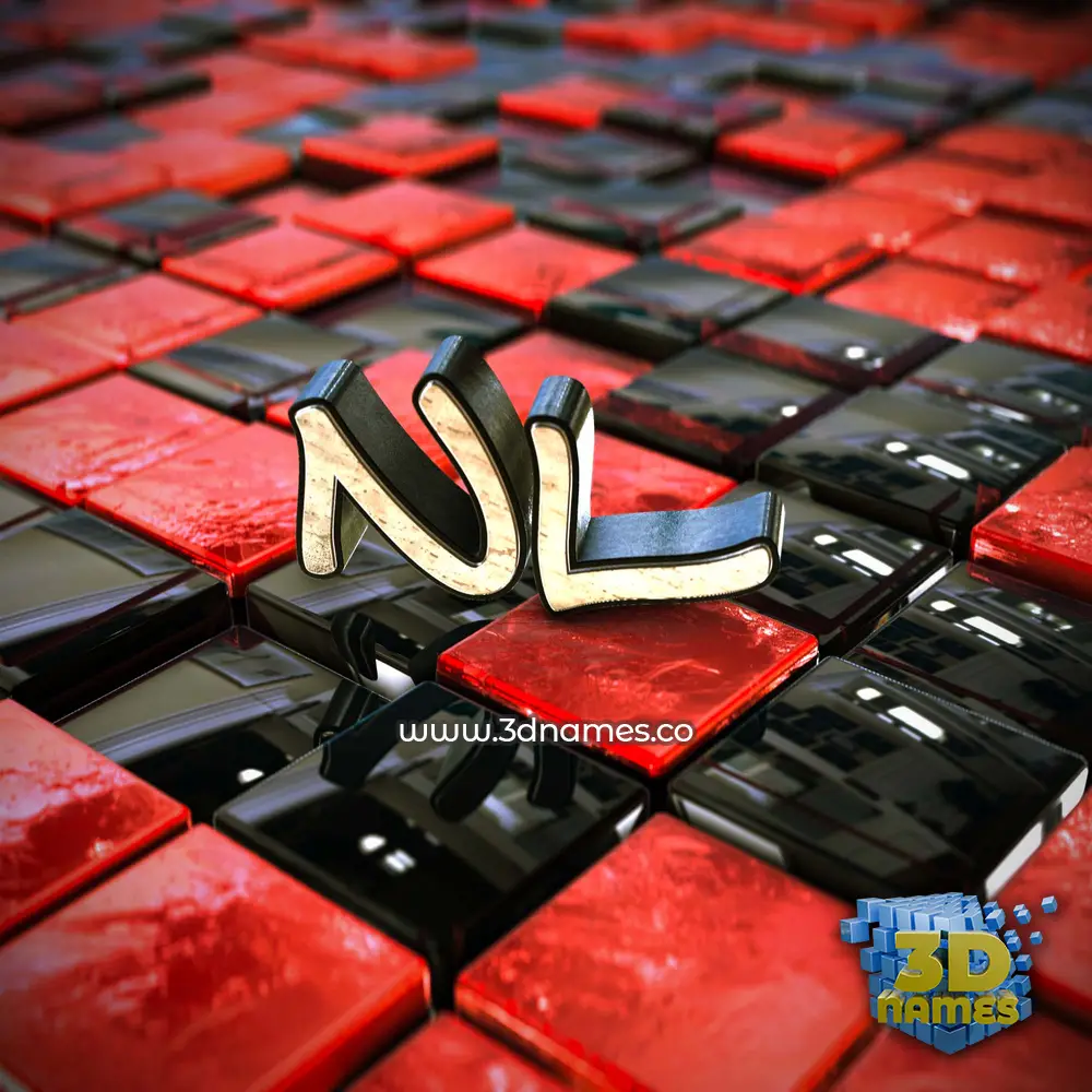 nl in Red Checkered style - 3D name wallpaper