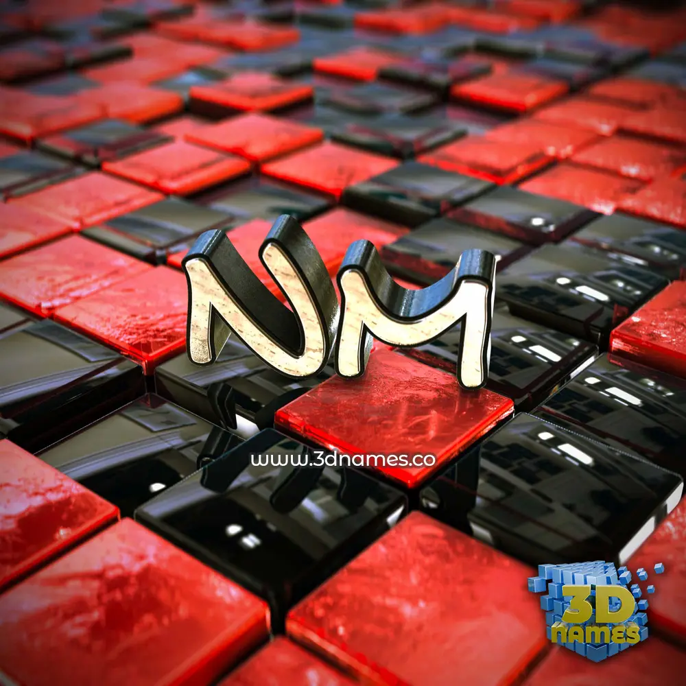 nm in Red Checkered style - 3D name wallpaper