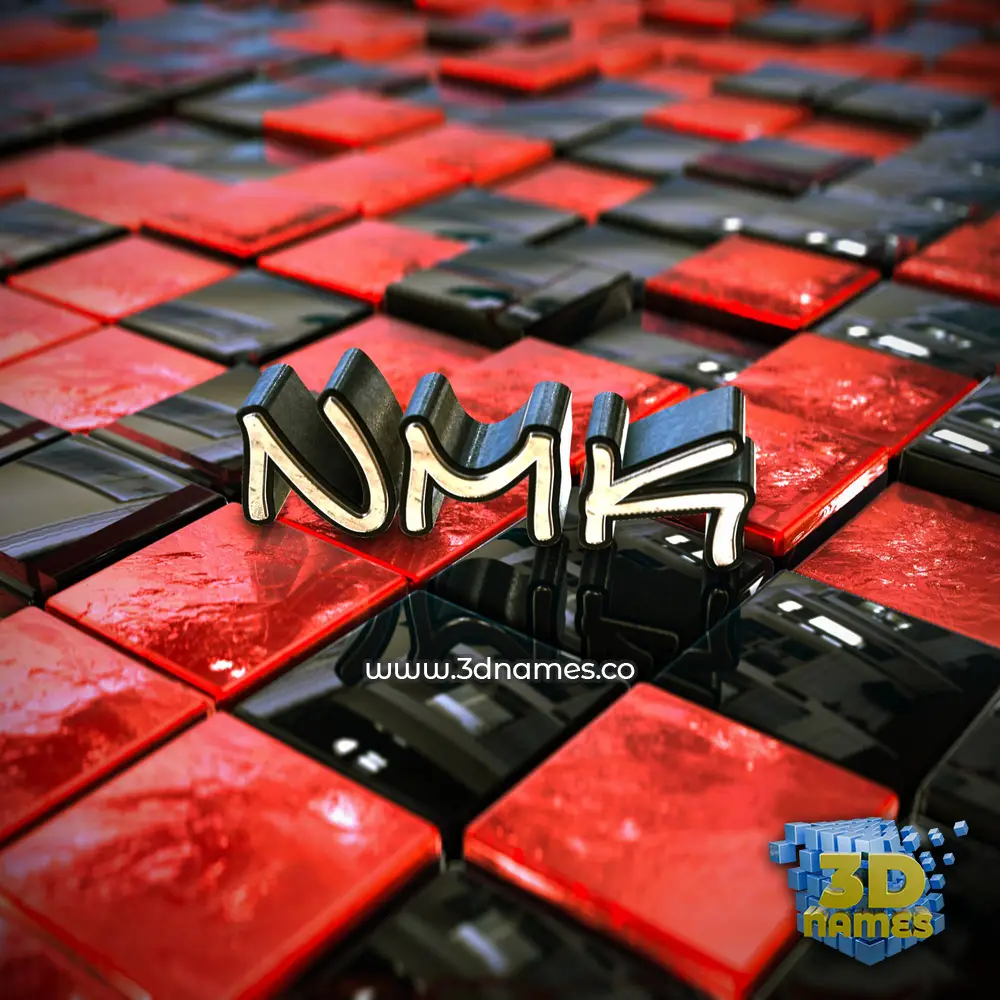 nmk in Red Checkered style - 3D name wallpaper