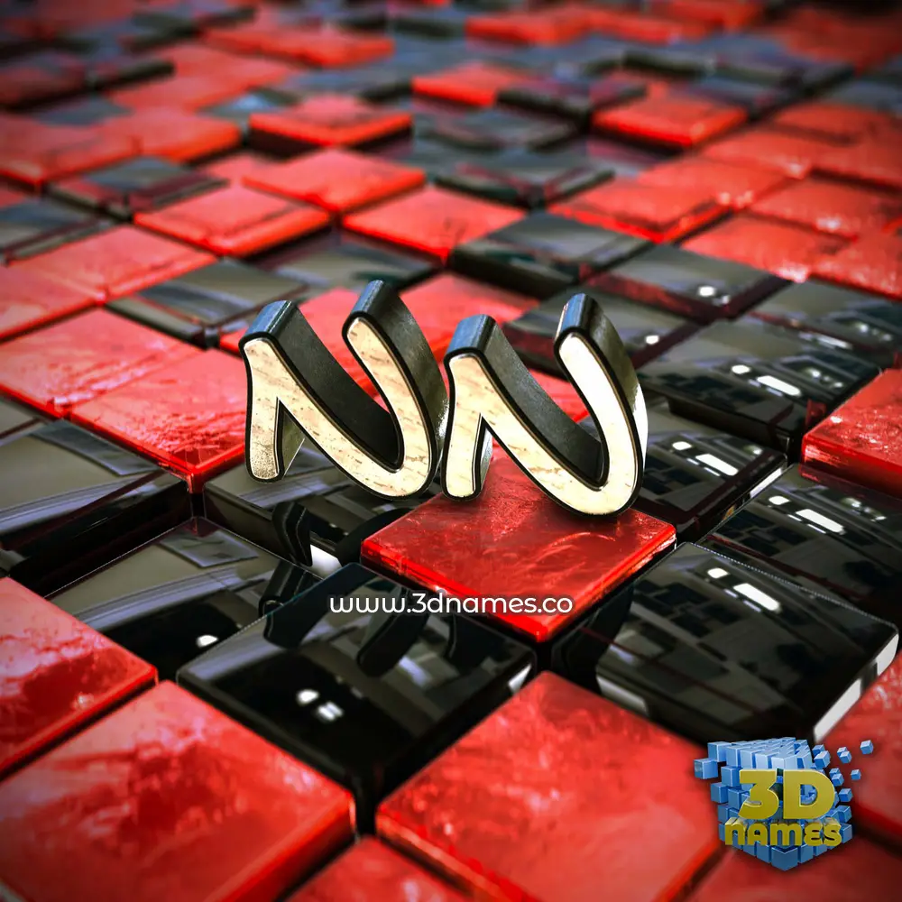 nn in Red Checkered style - 3D name wallpaper