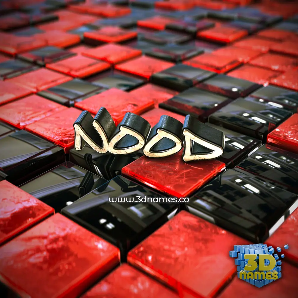 nood in Red Checkered style - 3D name wallpaper