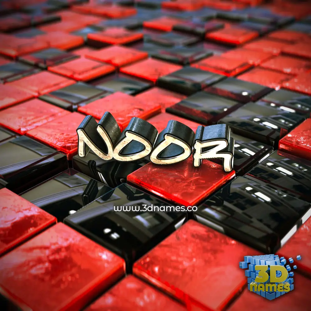 noor in Red Checkered style - 3D name wallpaper