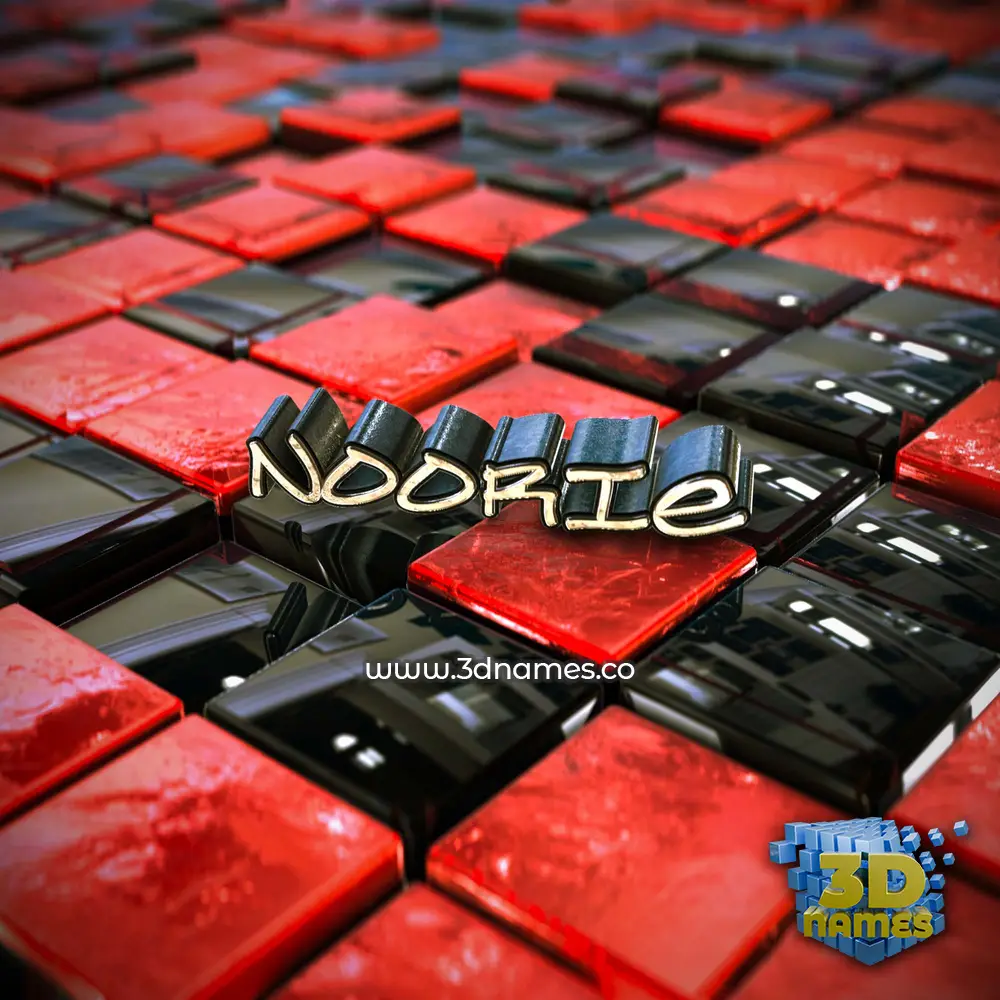 noorie in Red Checkered style - 3D name wallpaper