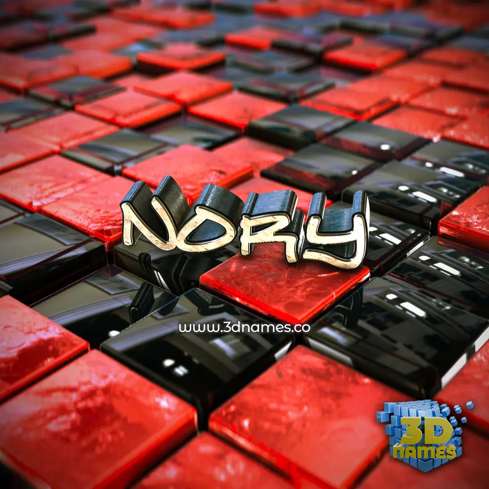 nory in Red Checkered style - 3D name wallpaper