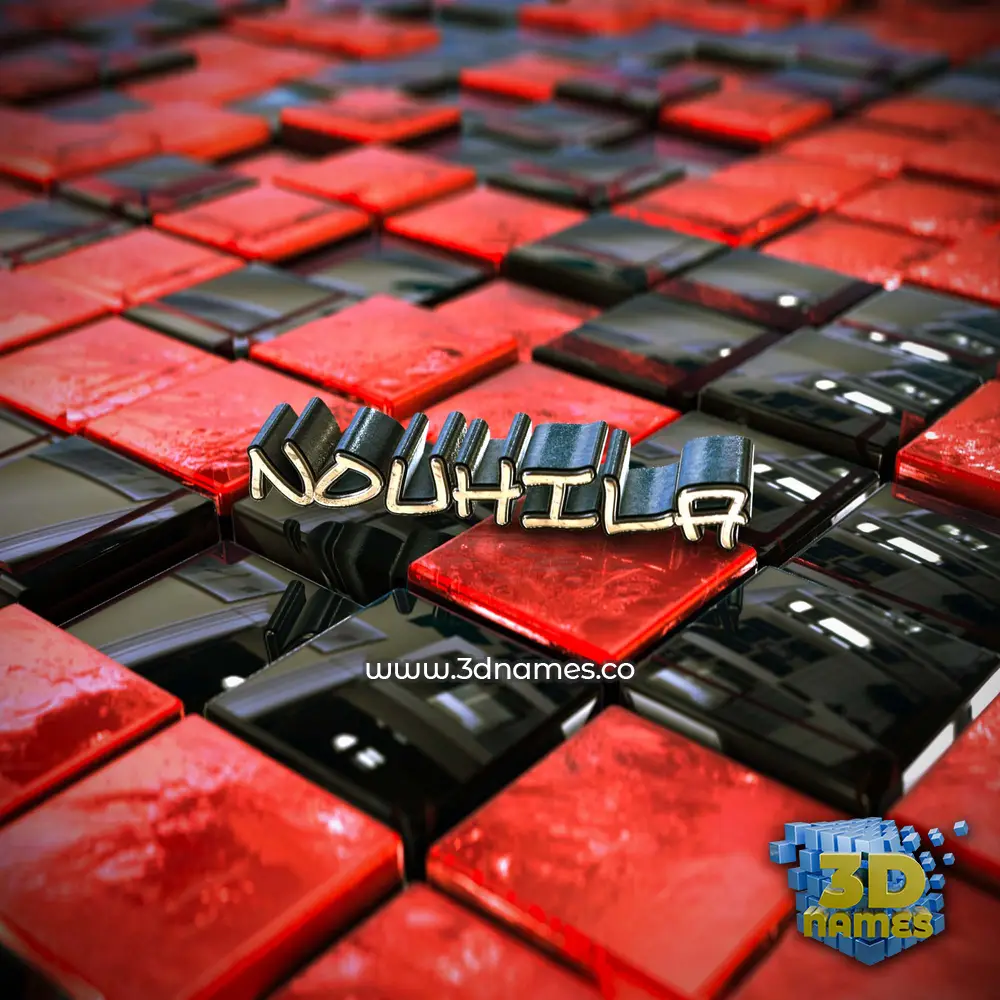 nouhila in Red Checkered style - 3D name wallpaper