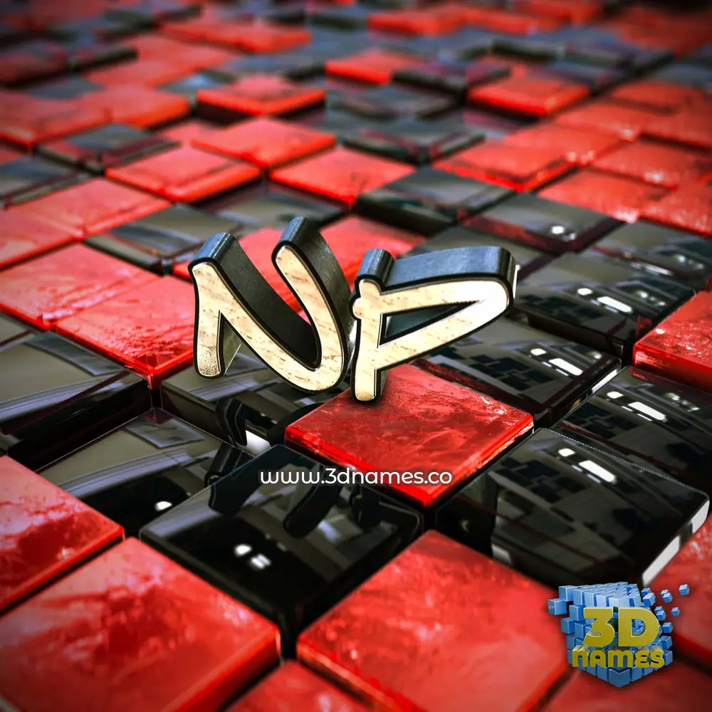 np in Red Checkered style - 3D name wallpaper