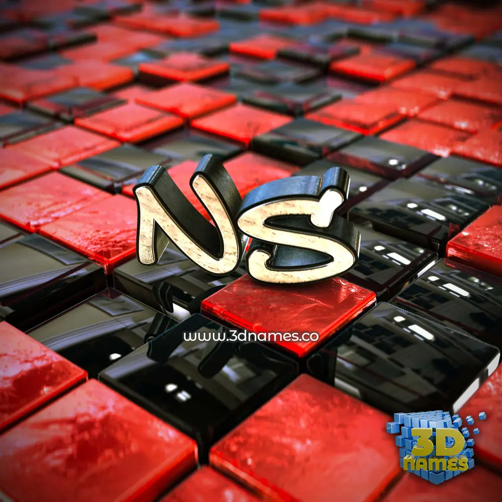 ns in Red Checkered style - 3D name wallpaper