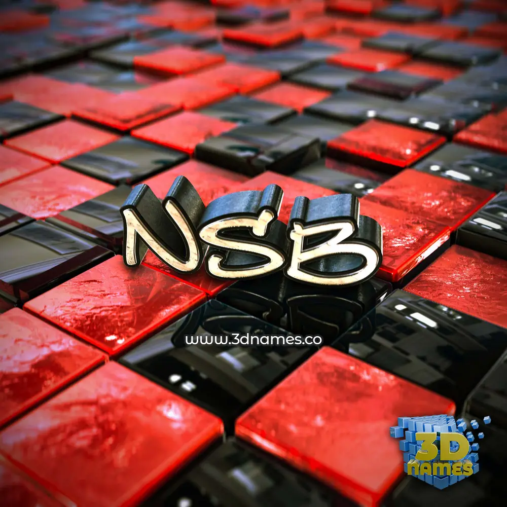 nsb in Red Checkered style - 3D name wallpaper