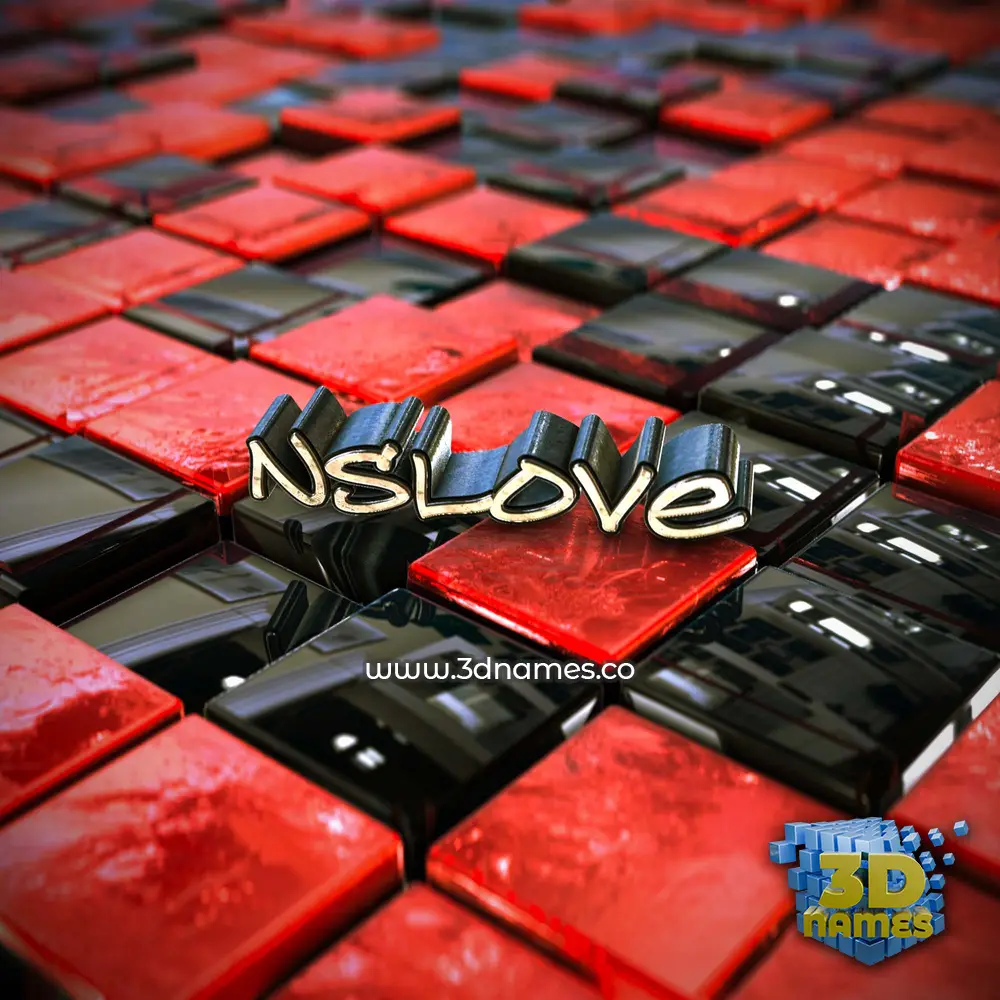 nslove in Red Checkered style - 3D name wallpaper