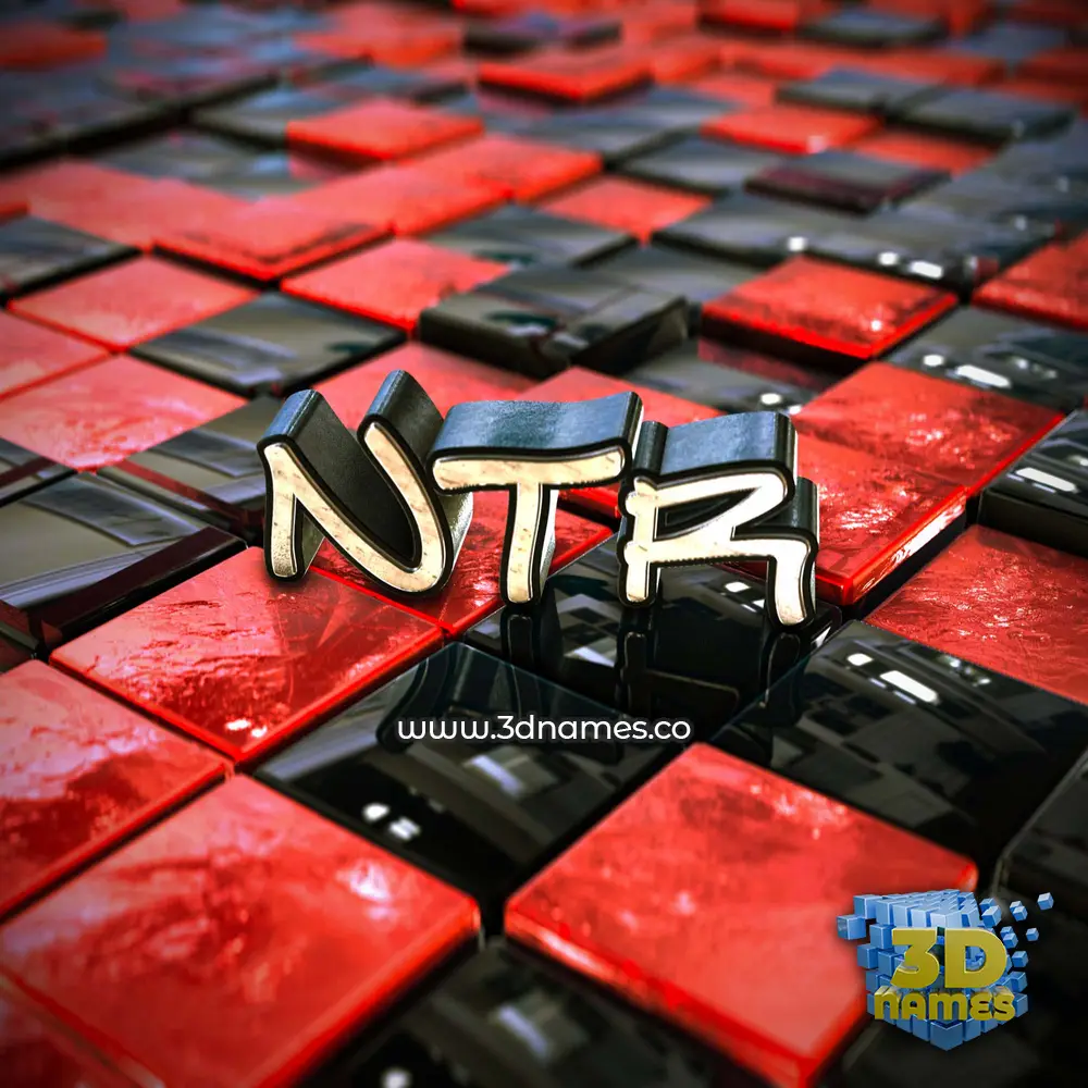 ntr in Red Checkered style - 3D name wallpaper