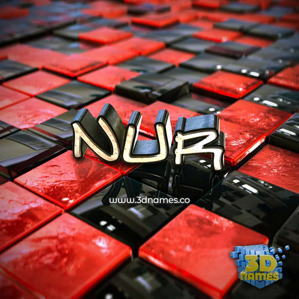 nur in Red Checkered style - 3D name wallpaper