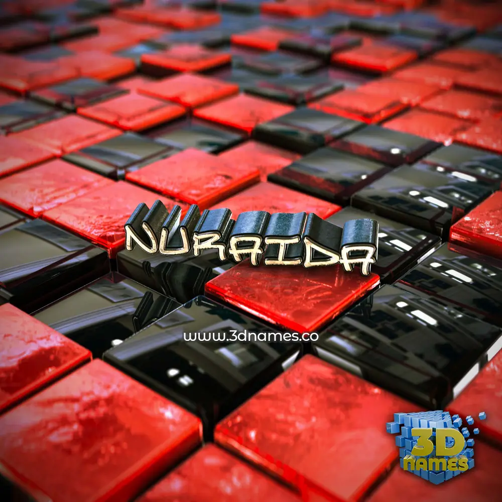 nuraida in Red Checkered style - 3D name wallpaper
