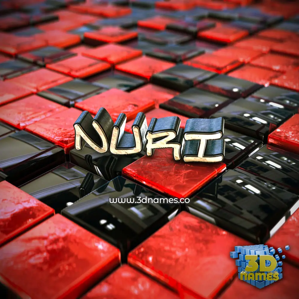nuri in Red Checkered style - 3D name wallpaper