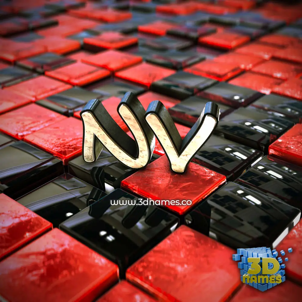 nv in Red Checkered style - 3D name wallpaper