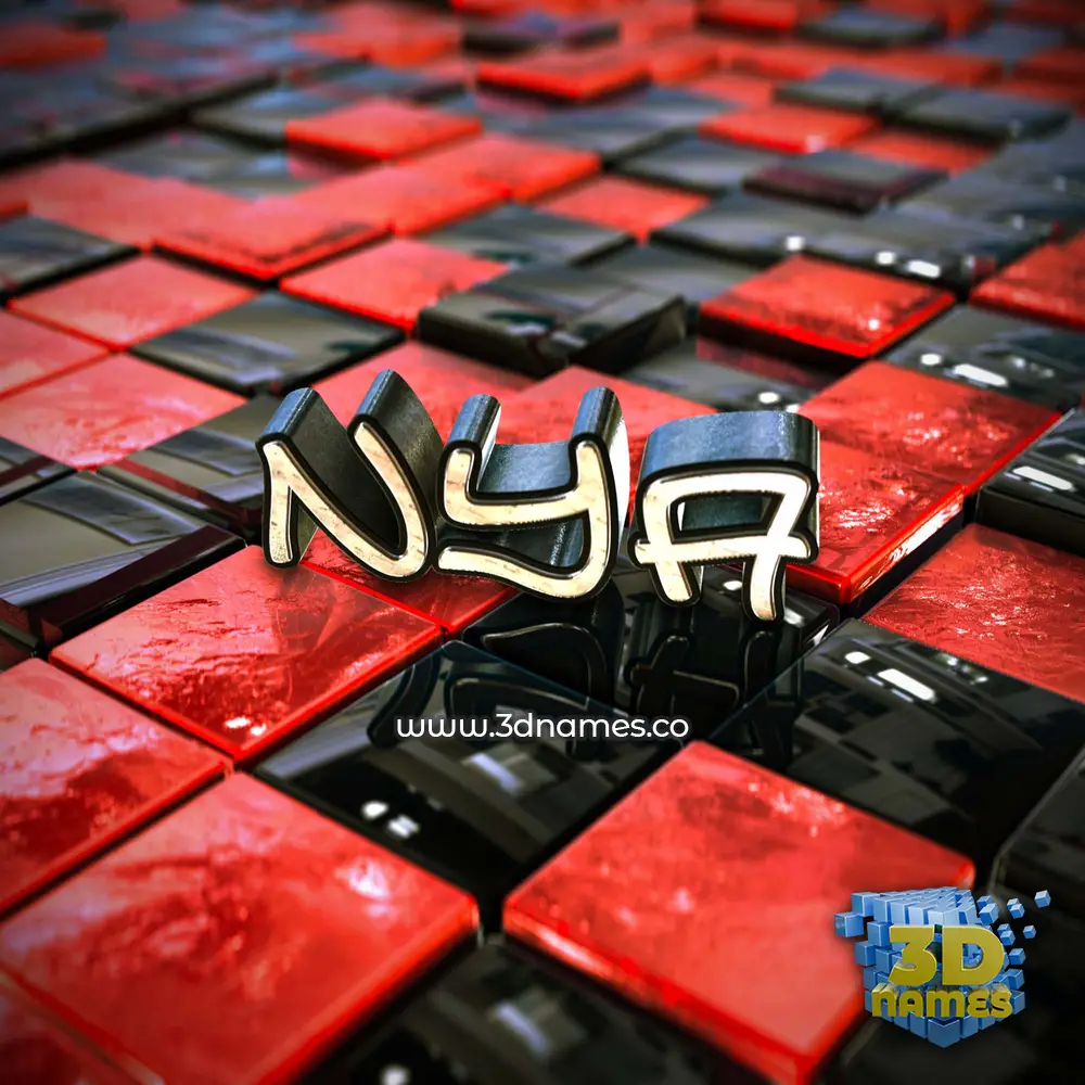 nya in Red Checkered style - 3D name wallpaper