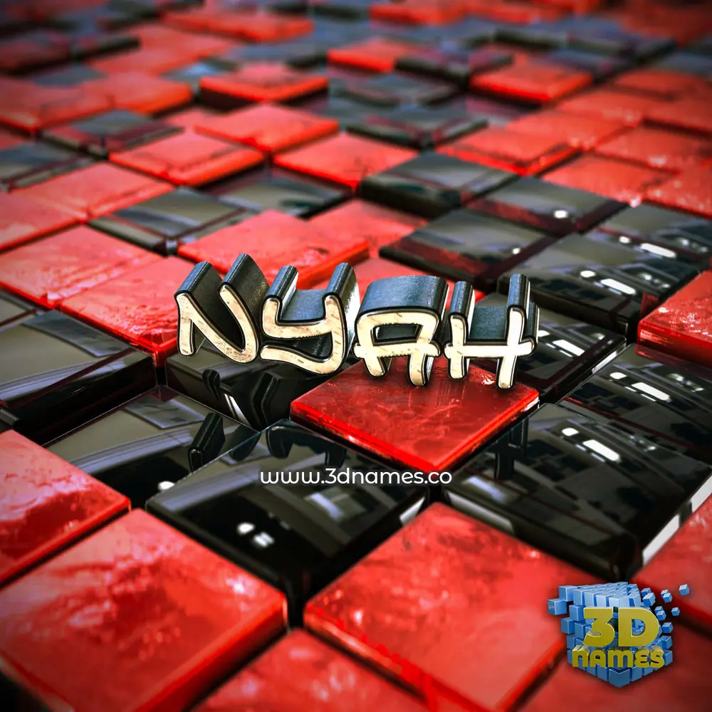 nyah in Red Checkered style - 3D name wallpaper