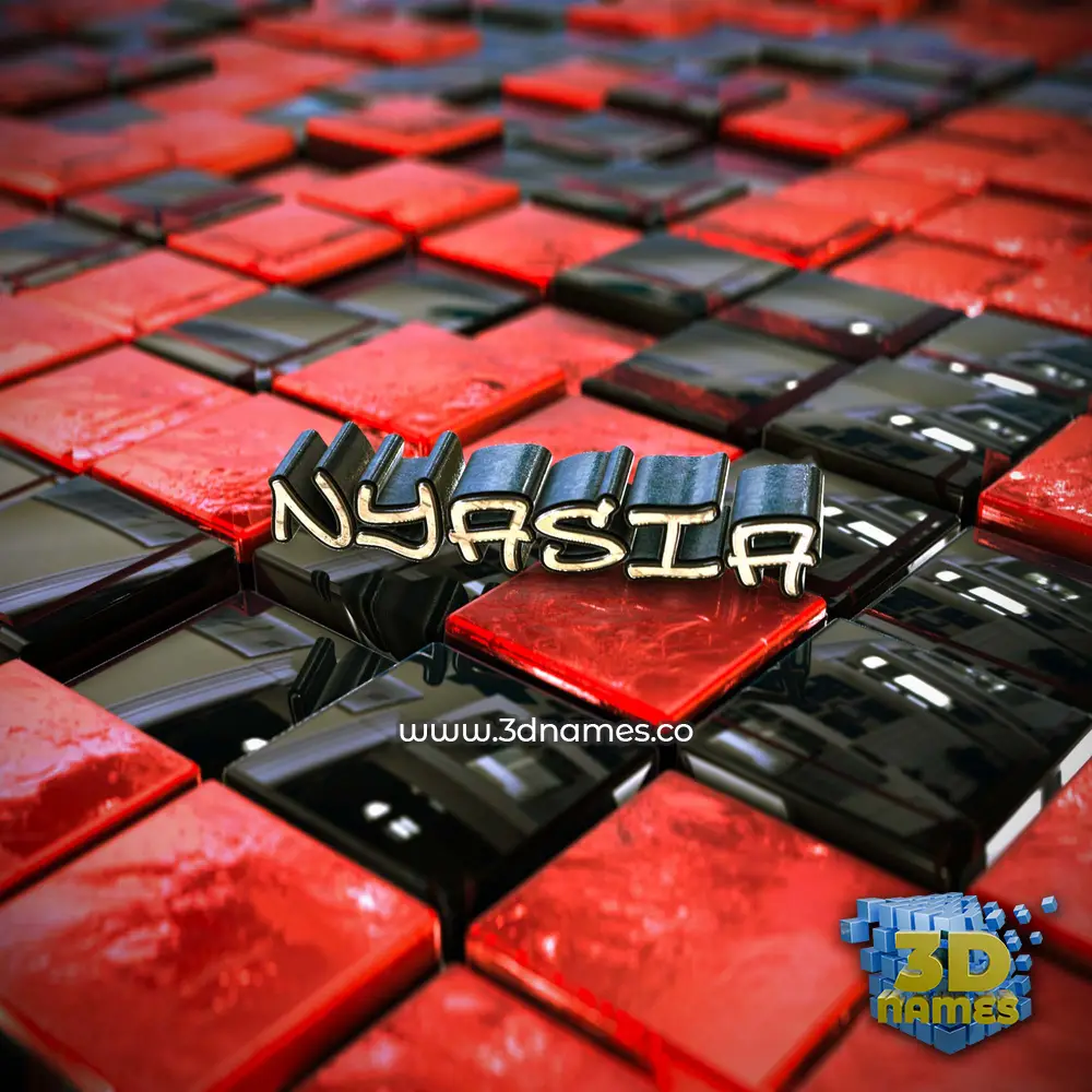 nyasia in Red Checkered style - 3D name wallpaper