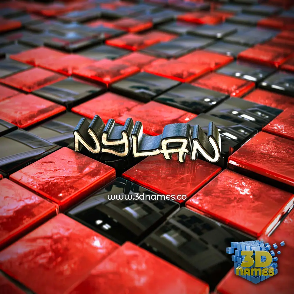 nylan in Red Checkered style - 3D name wallpaper
