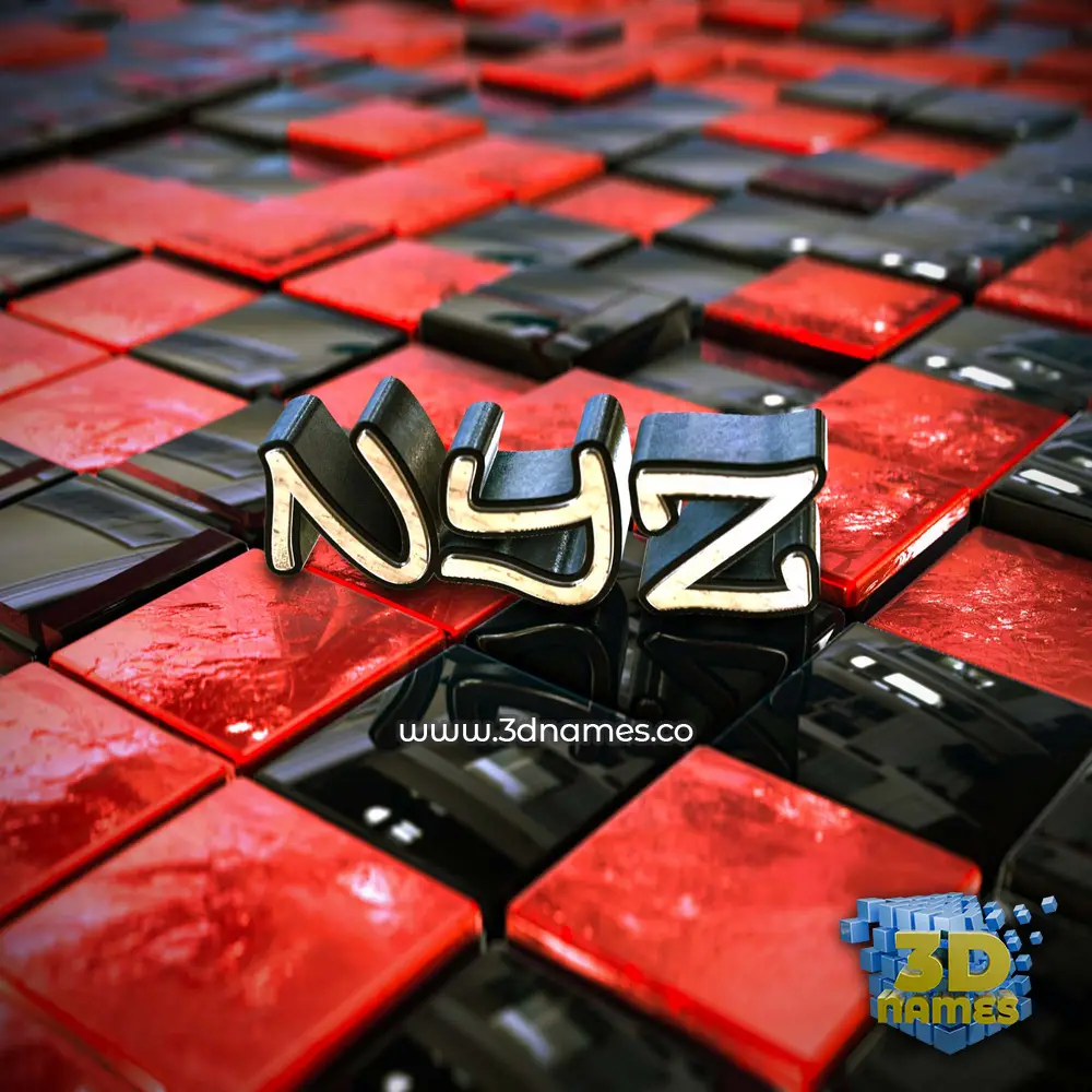 nyz in Red Checkered style - 3D name wallpaper