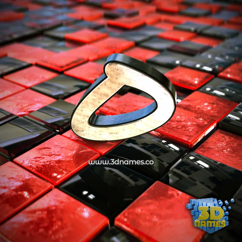 o in Red Checkered style - 3D name wallpaper