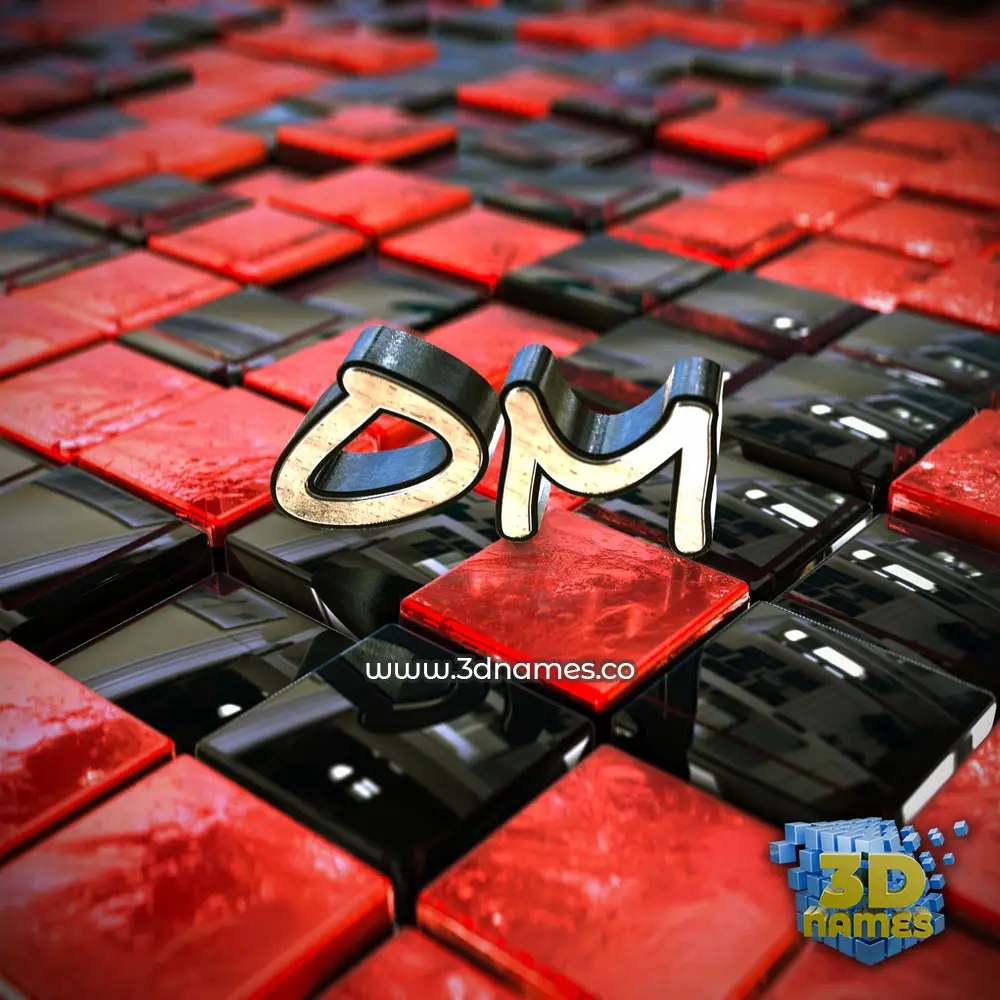 om in Red Checkered style - 3D name wallpaper