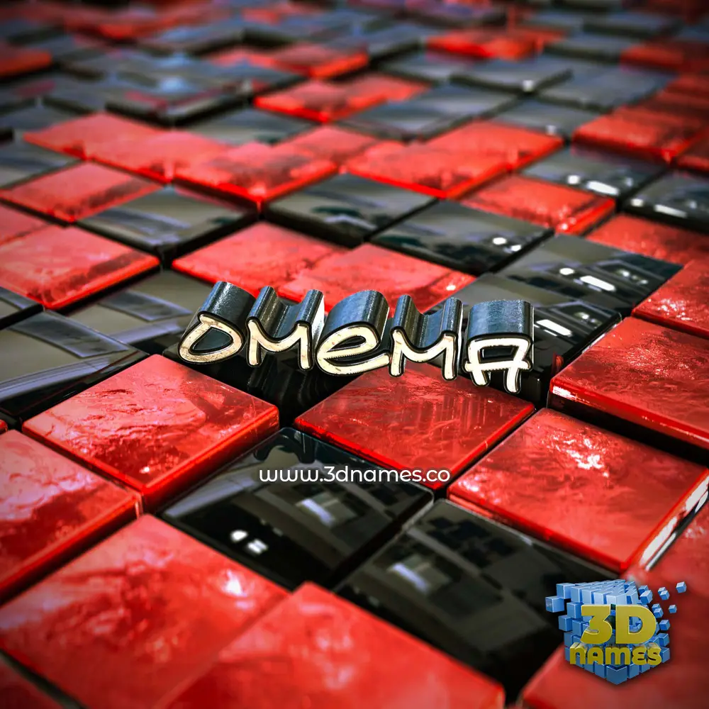 omema in Red Checkered style - 3D name wallpaper