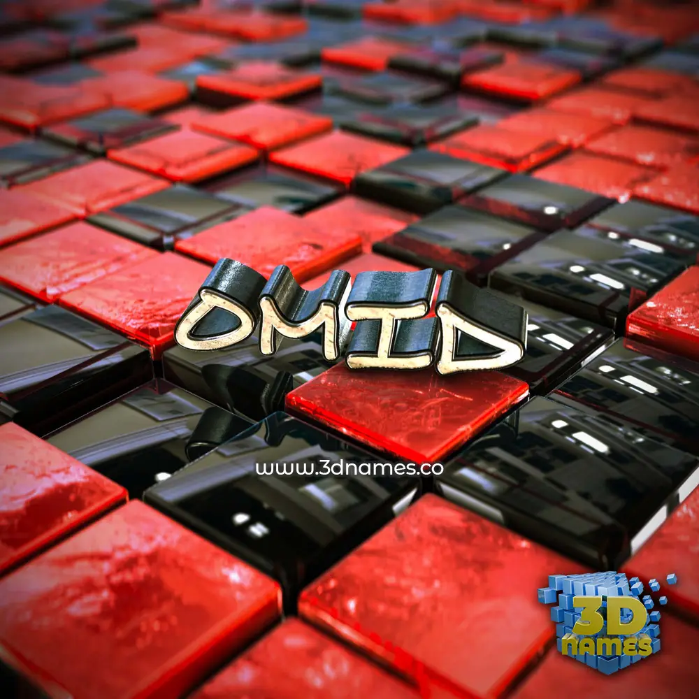 omid in Red Checkered style - 3D name wallpaper