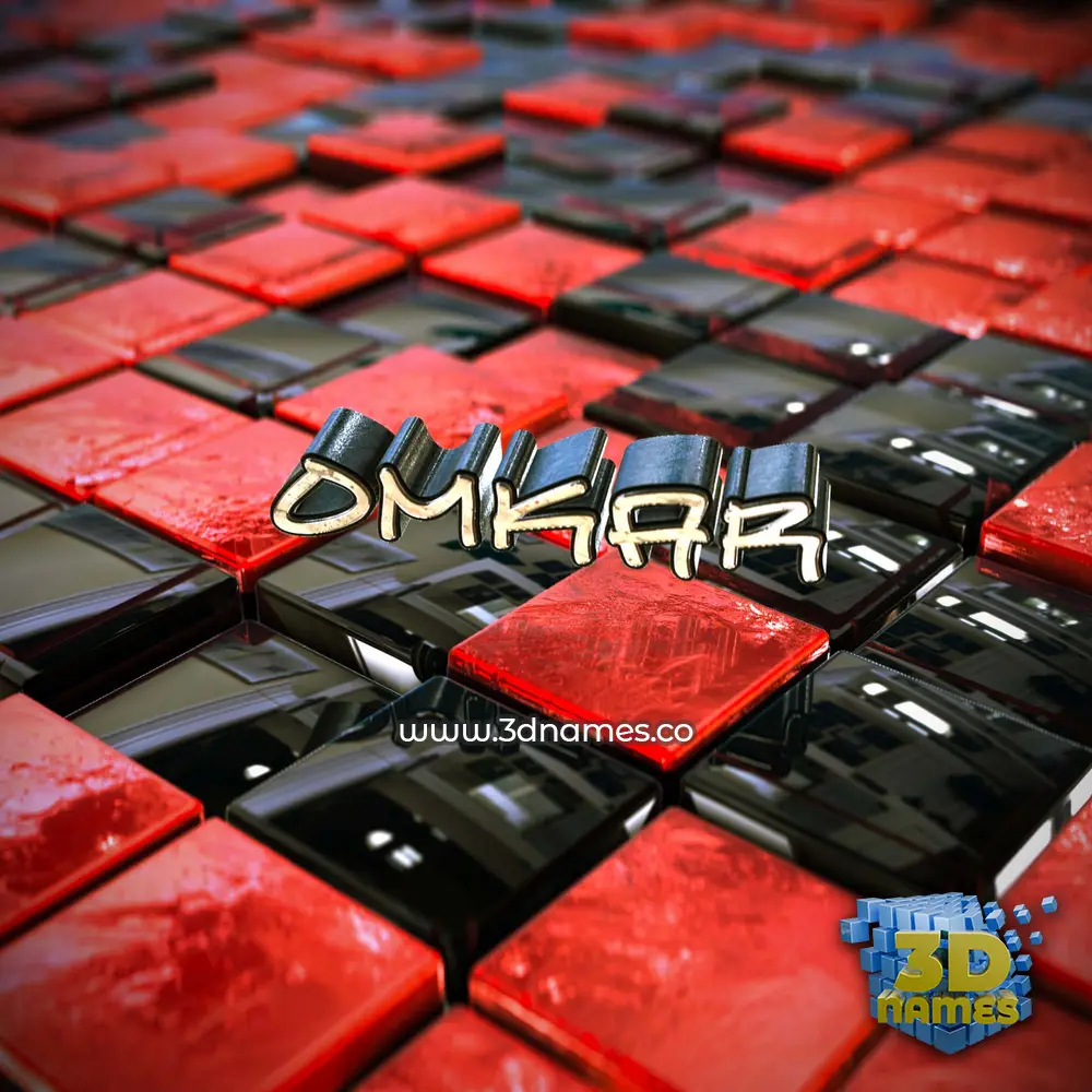 omkar in Red Checkered style - 3D name wallpaper